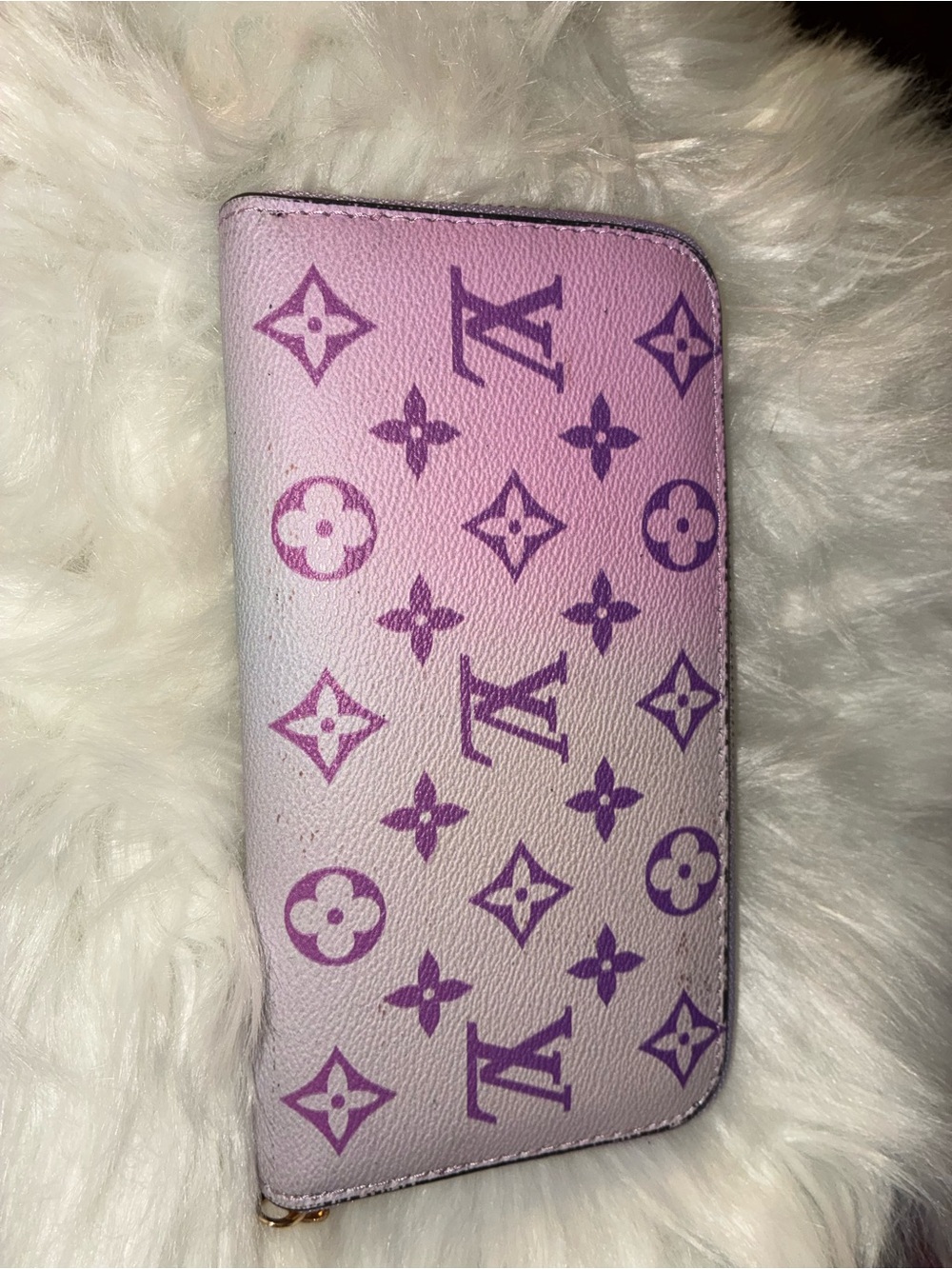 Pink and purple no name brand Gradient Monogram Zip Wallet